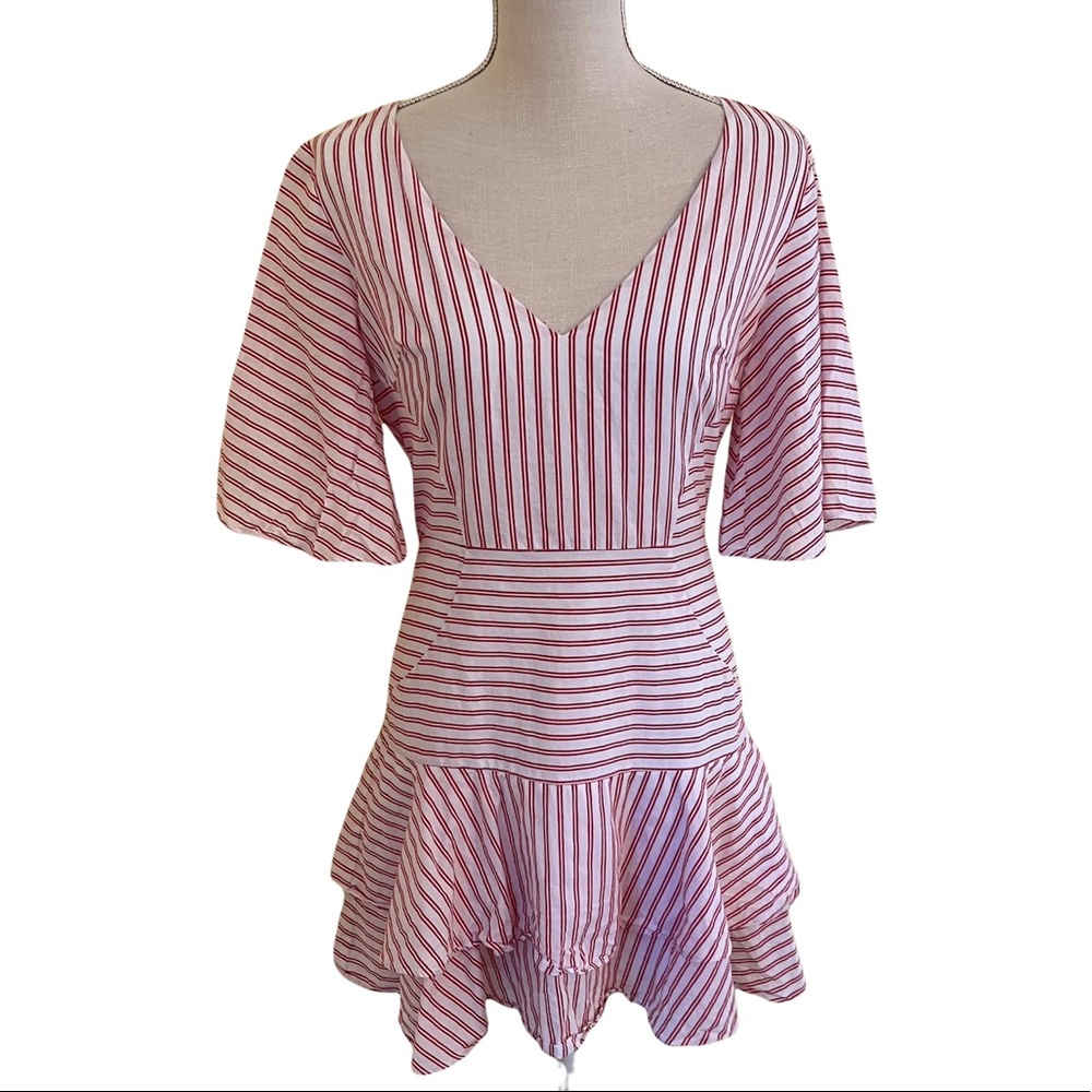 TJD (The Jetset Diaries) Candy Stripe Flounce Mini Dress M